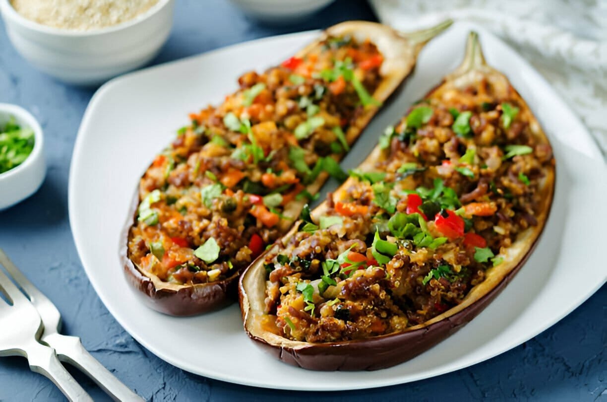 Gevulde Aubergine op zn marokkaans