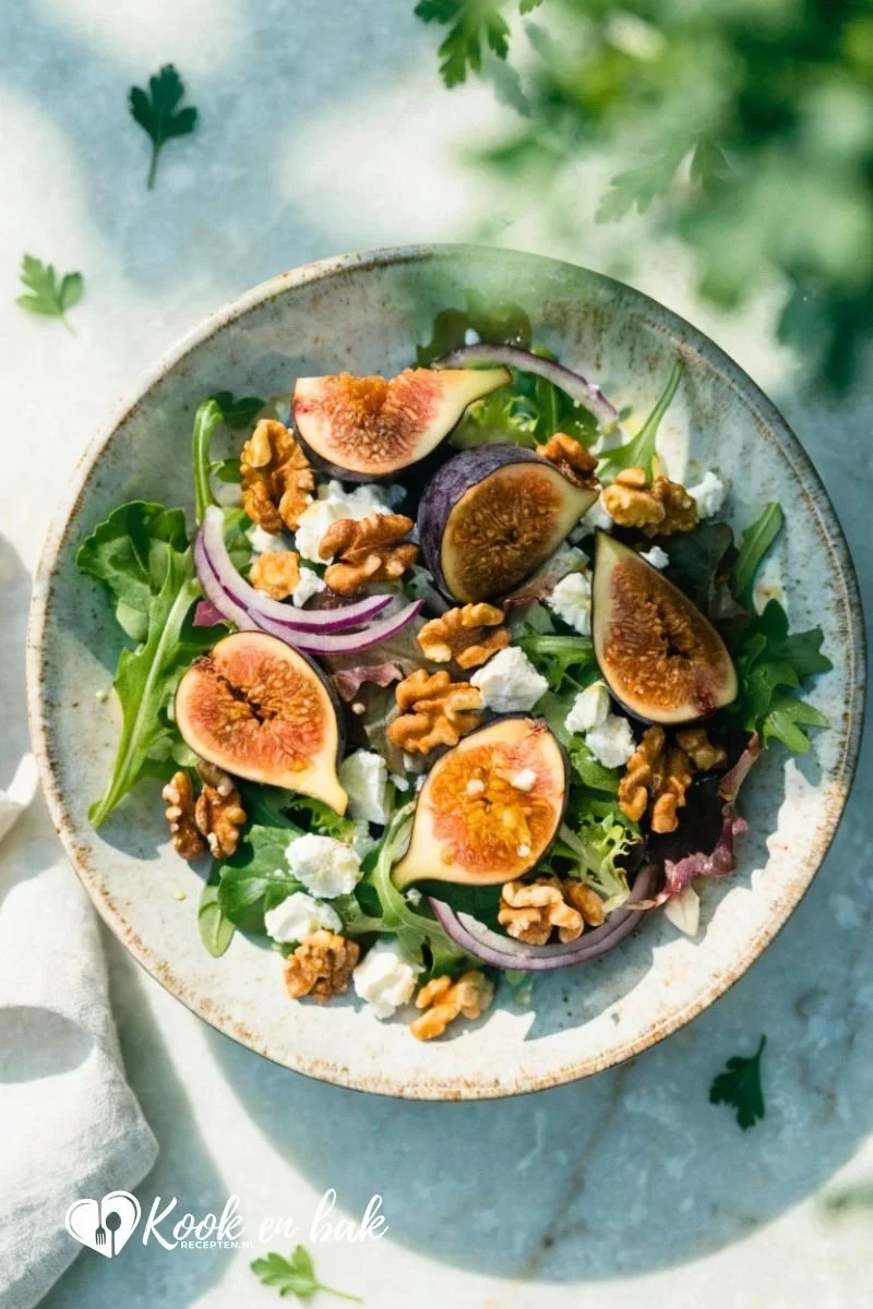vijgensalade met walnoten www.kookenbakrecepten.nl