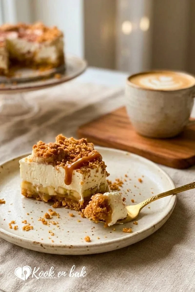 No-Bake Banoffee Taart www.kookenbakrecepten.nl