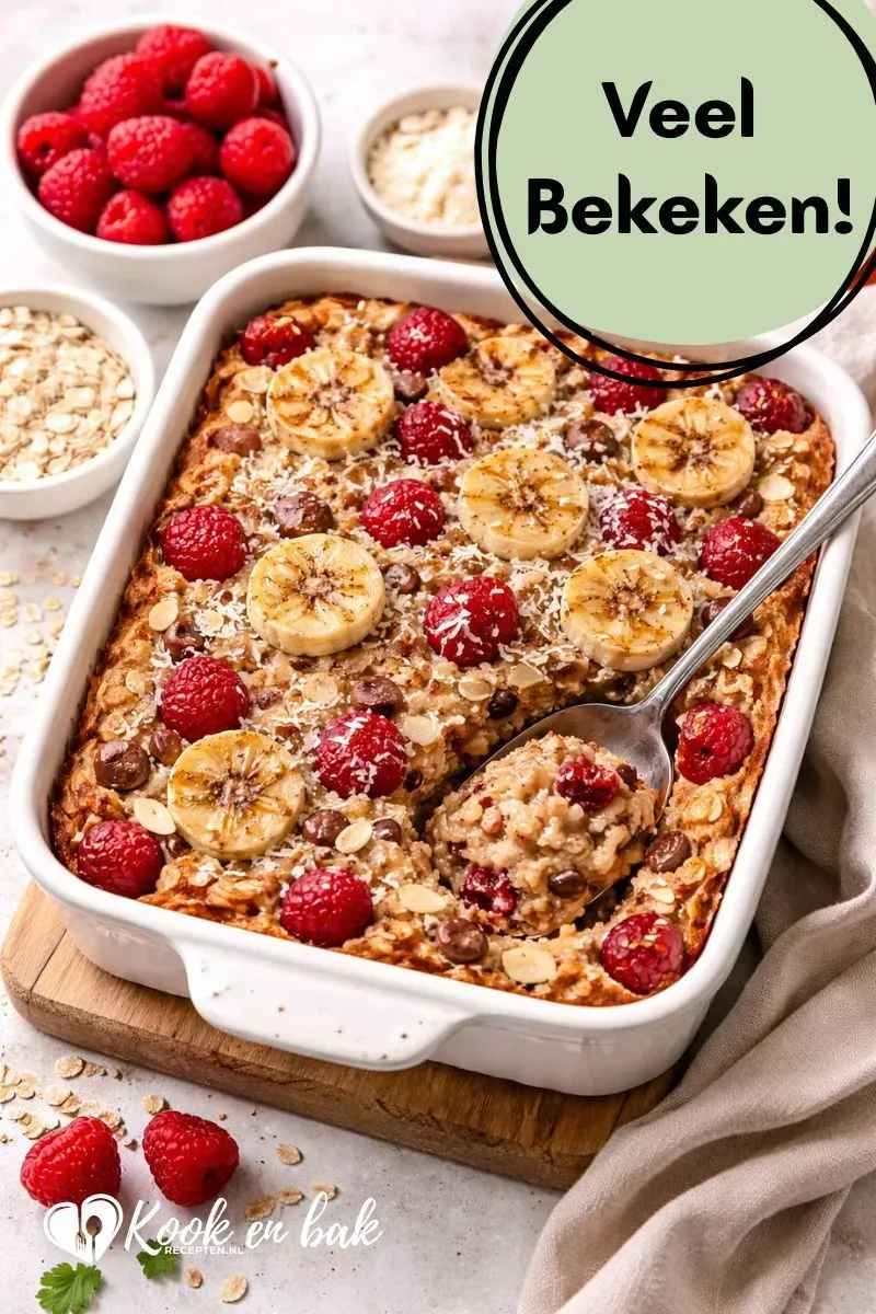 baked oats framboos en banaan www.kookenbakrecepten.nl