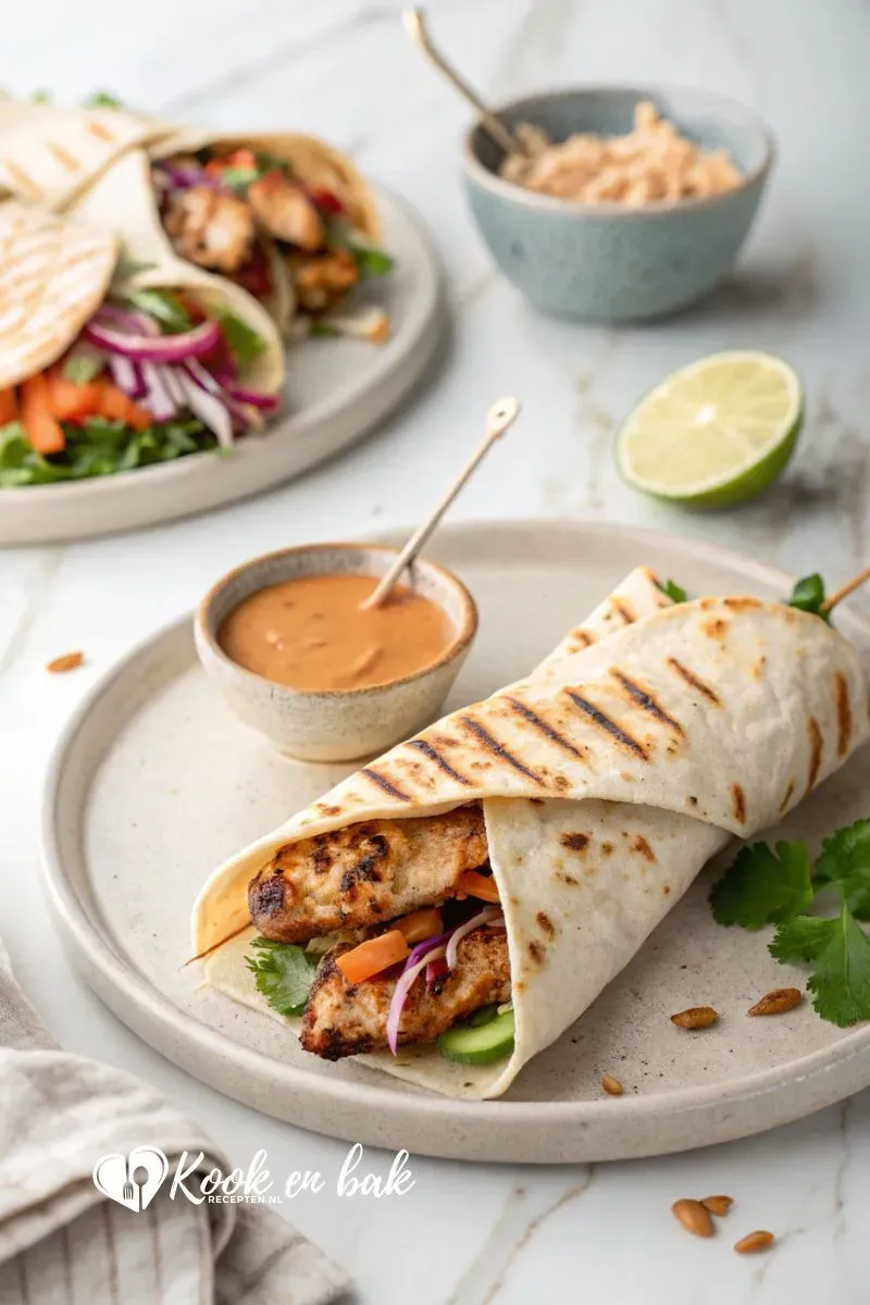 Wraps met kipsate www.kookenbakrecepten.nl