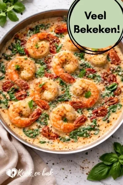 romige toscaanse garnalen www.kookenbakrecepten.nl