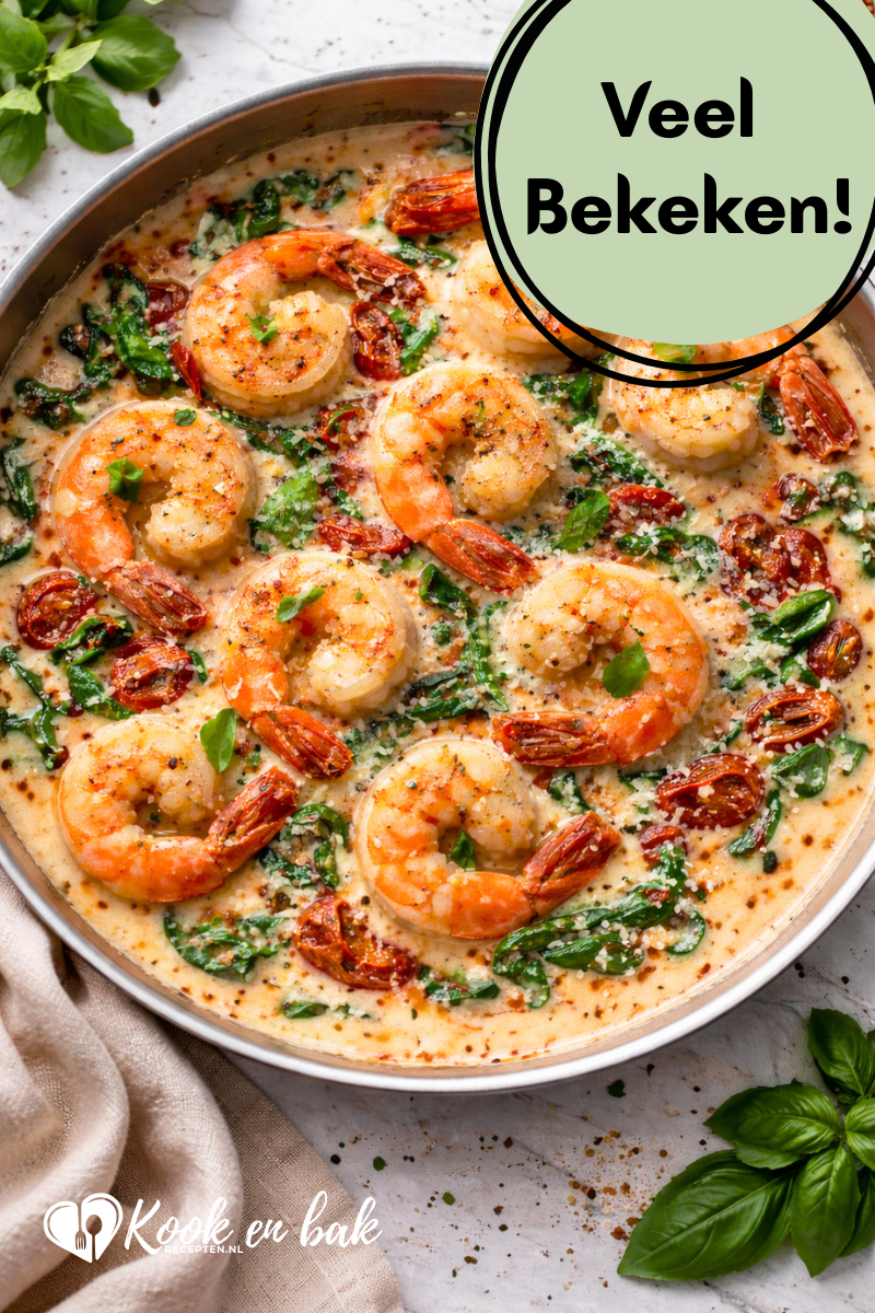 romige toscaanse garnalen www.kookenbakrecepten.nl