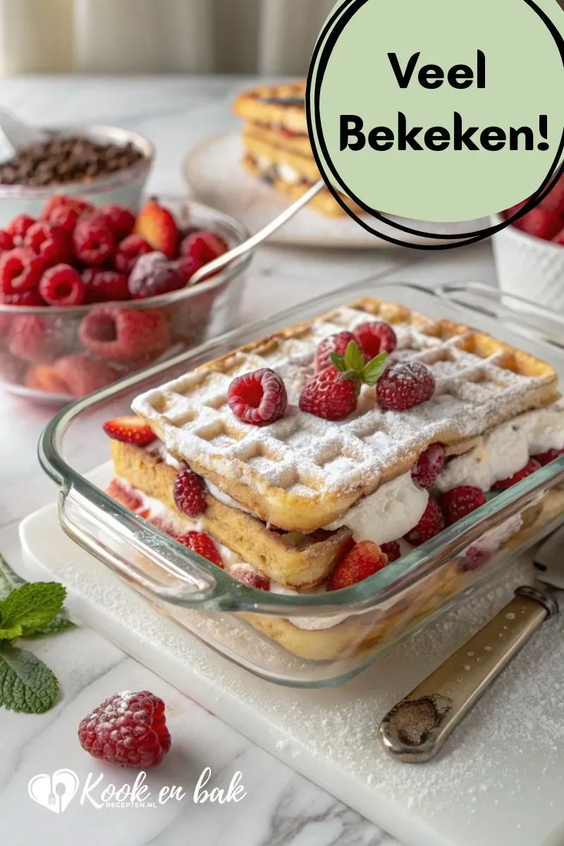 No-Bake Wafellasagne met vers Fruit, Slagroom en Mascarpone www.kookenbakrecepten.nl vb