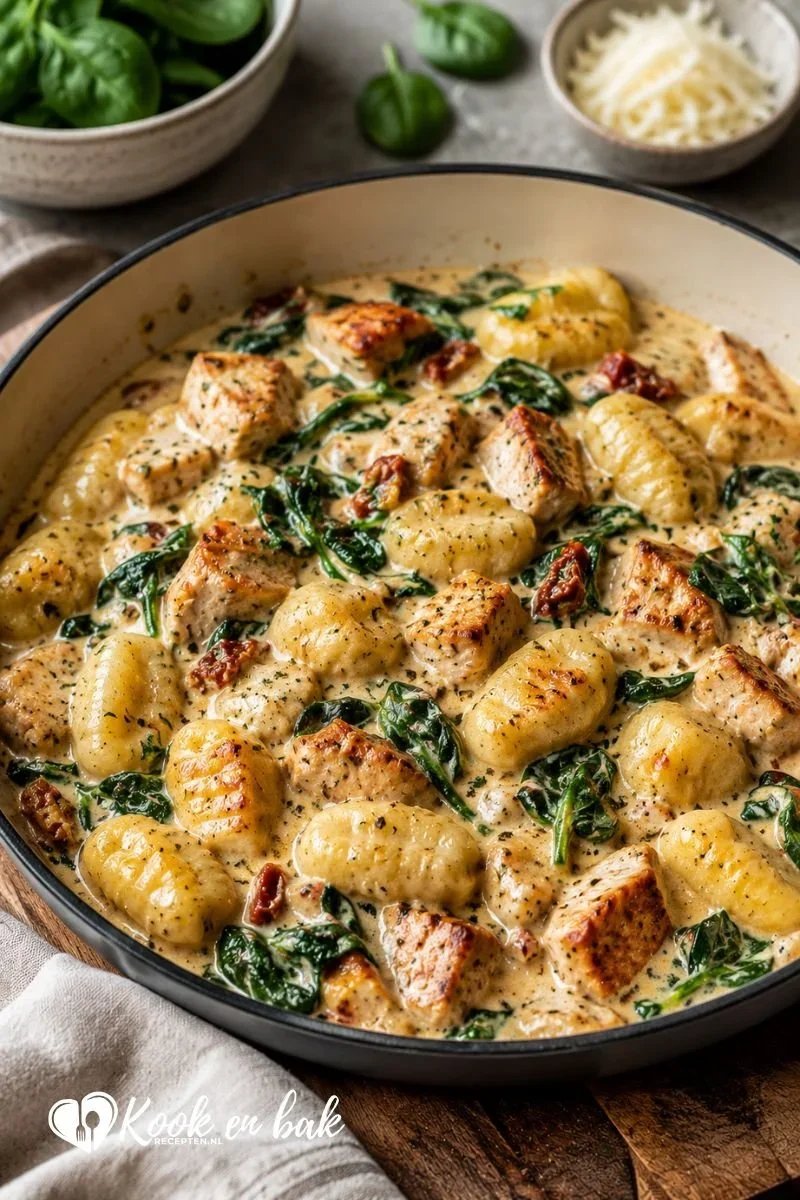 Toscaanse Kip met Gnocchi en Spinazie www.kookenbakrecepten.nl