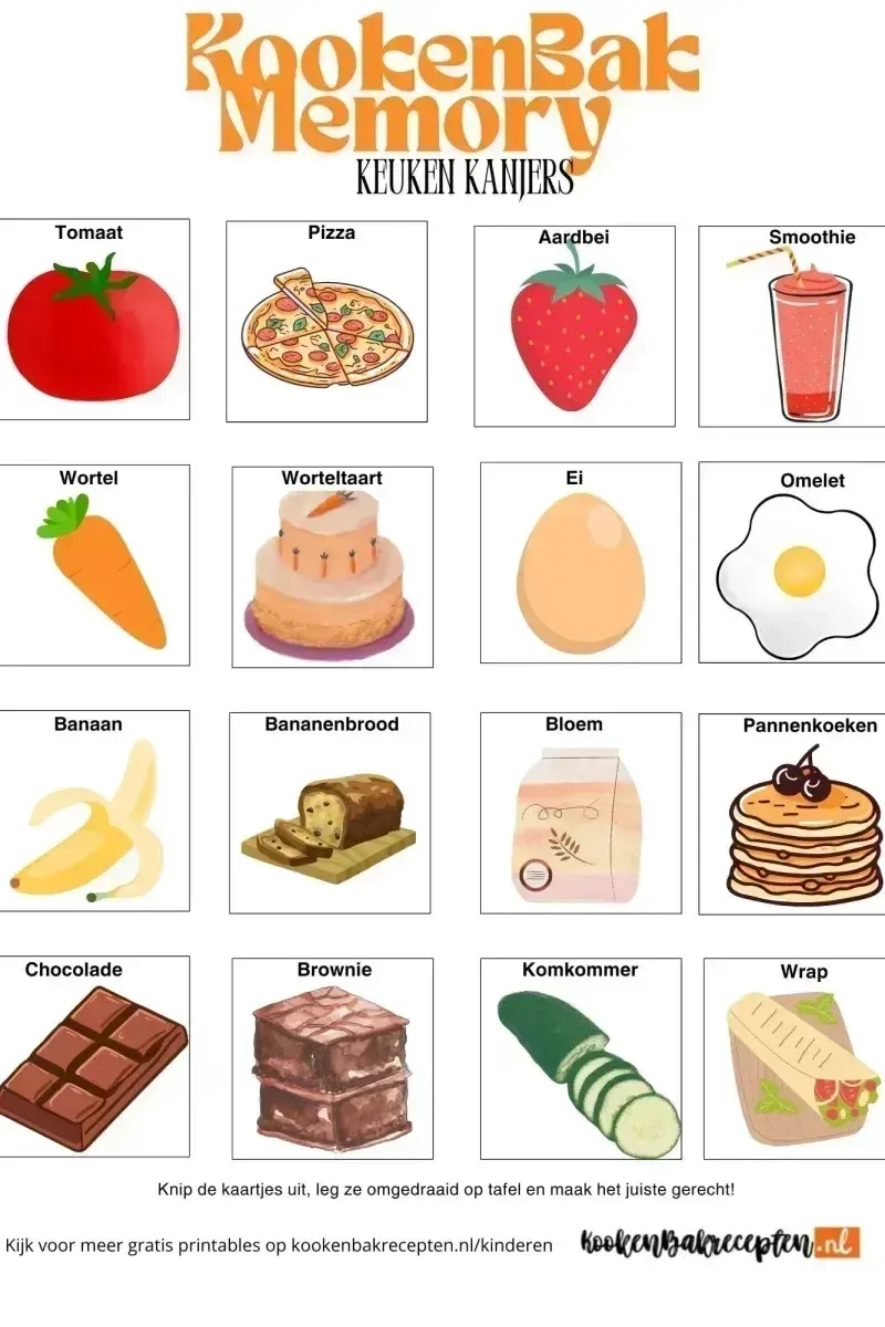 memory spel voor kinderen keuken kanjers