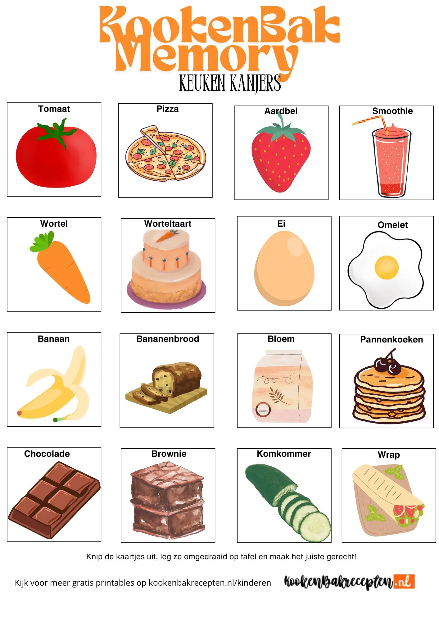 memory spel voor kinderen keuken kanjers