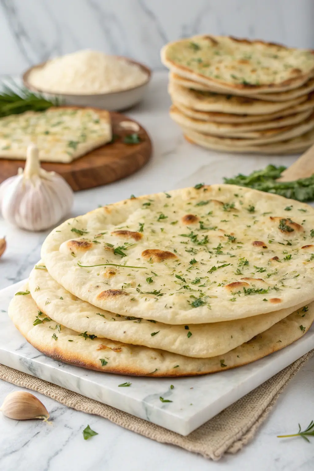 Zelf smaakvol flatbread maken met knoflook en kruiden, ook in de airfryer