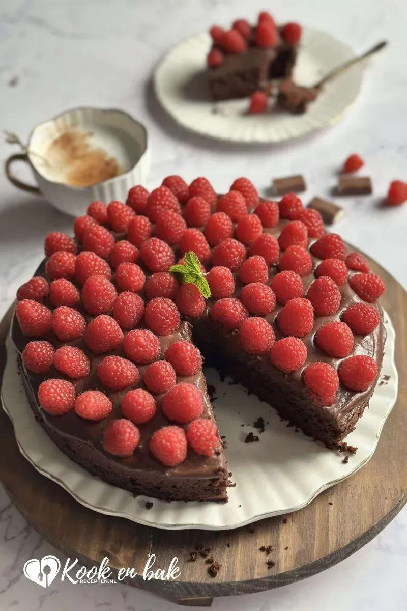 Chocoladetaart met pure ganache en frambozen – luchtig en luxe kookenbakrecepten.nl
