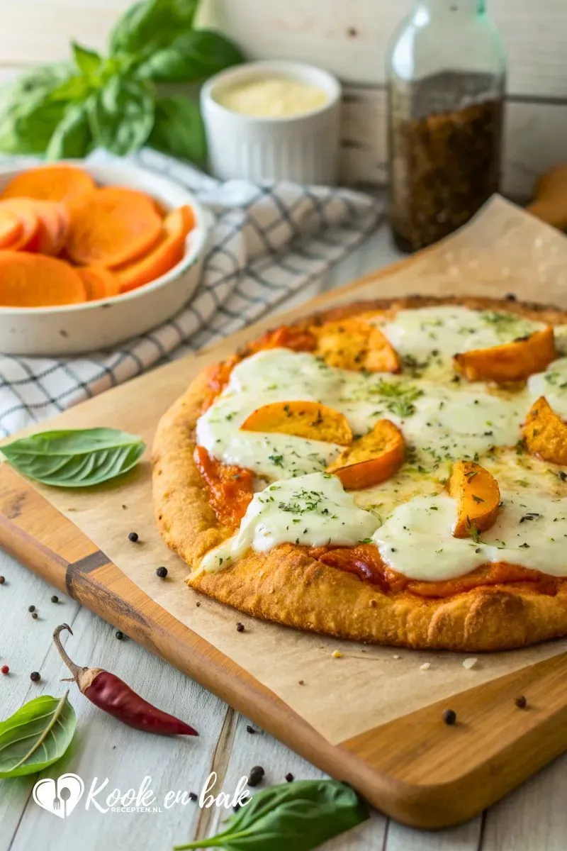 Deze zoete aardappel pizza met romige saus en drie kazen is ultiem comfortfood – smeuïg, krokant en zó lekker dat je hem elk weekend wilt maken! kookenbakrecepten.nl