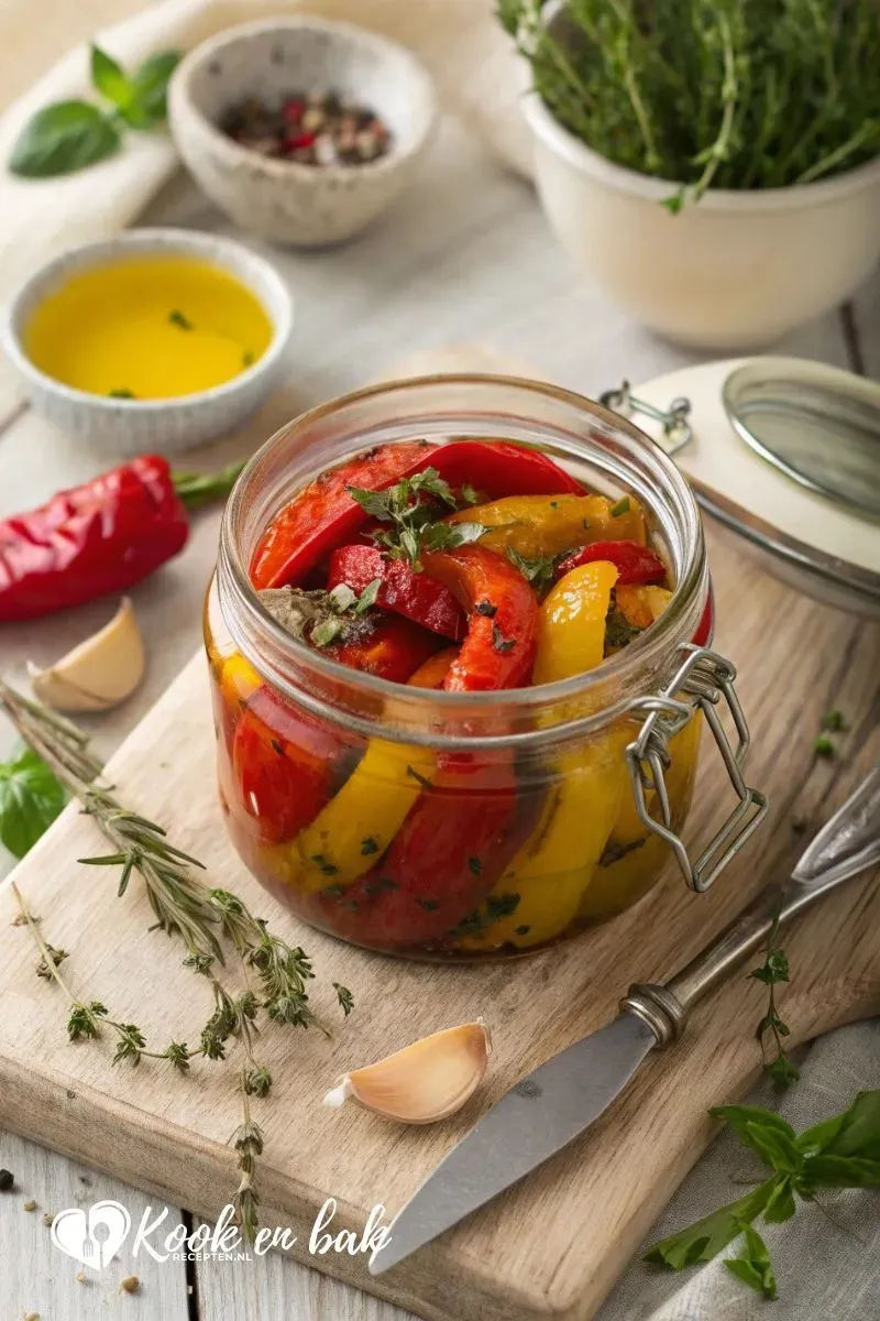 Geroosterde paprika in pot (basisrecept) kookenbakrecepten.nl