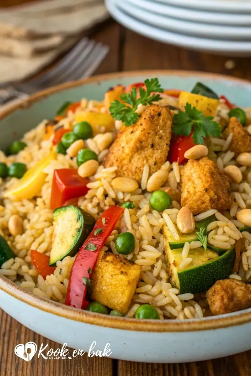 Turkse Pilav met kip en groente kookenbakrecepten.nl