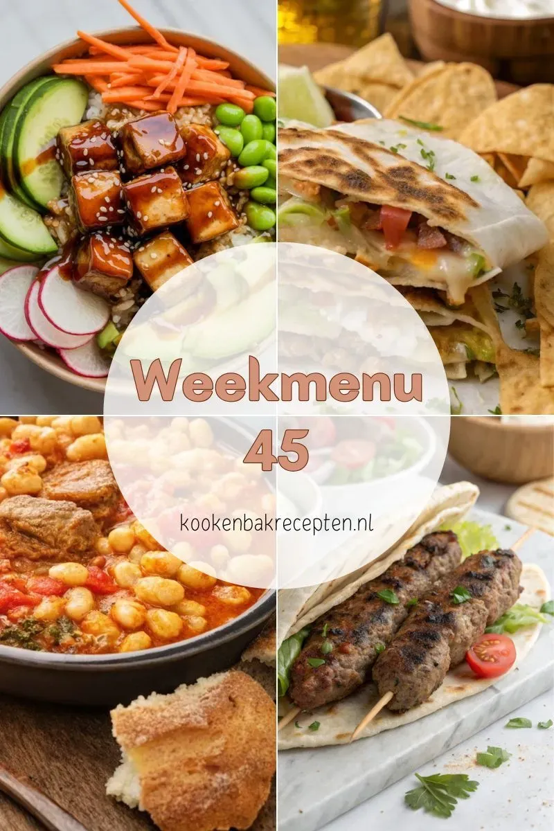 weekmenu 45 kookenbakrecepten.nl