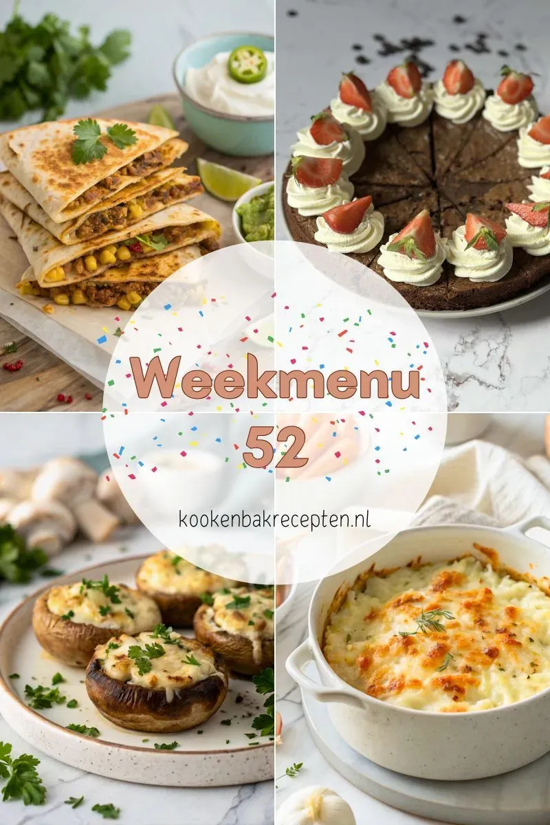Weekmenu 52 - laatste week van het jaar www.kookenbakrecepten.nl