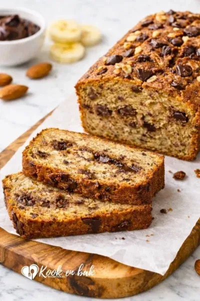 Gezond Glutenvrij bananenbrood met chocolade swirl www.kookenbakrecepten.nl