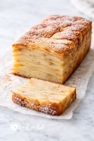 Koolhydraatarme cake met appel (Gâteau Invisible aux Pommes) www.kookenbakrecepten.nl