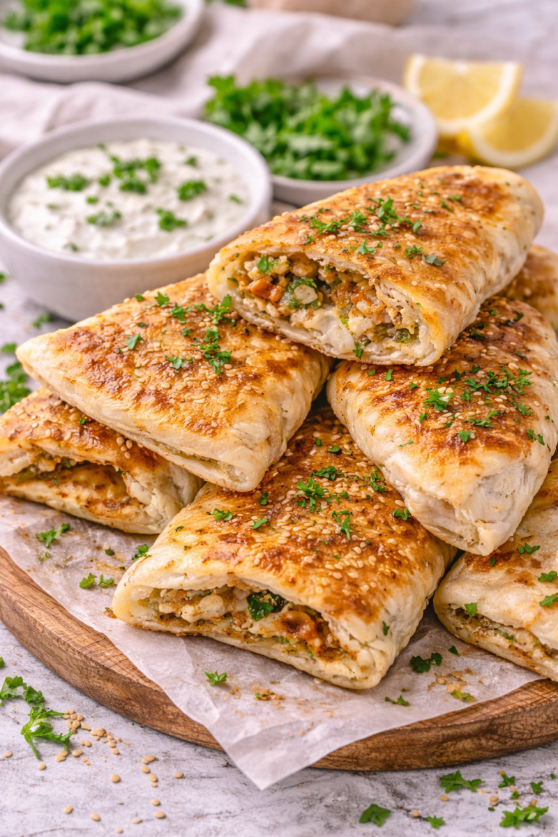 Gevulde flatbread met kip www.kookenbakrecepten.nl