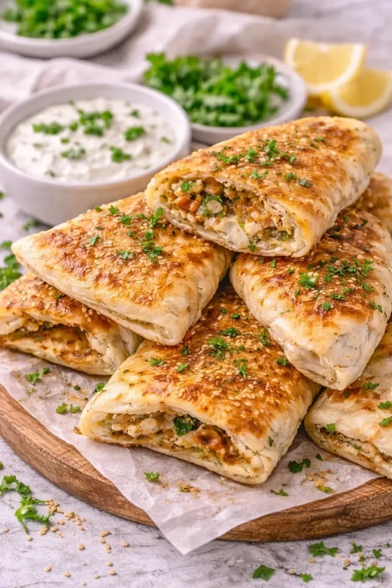 Gevulde flatbread met kip www.kookenbakrecepten.nl