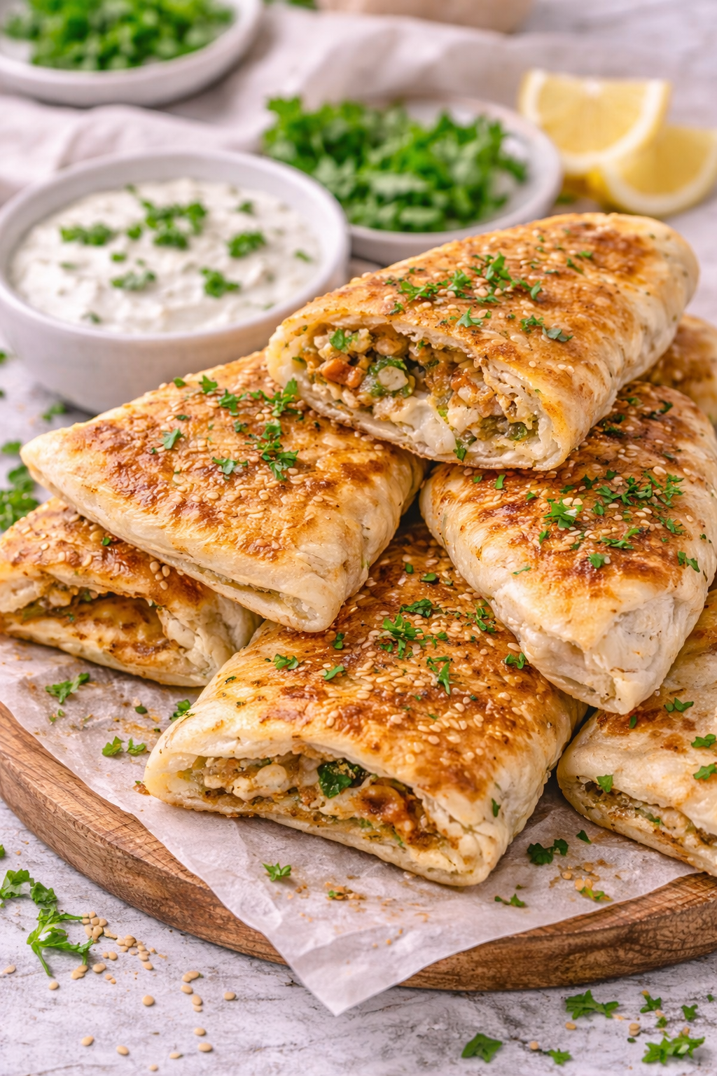 Gevulde flatbread met kip www.kookenbakrecepten.nl