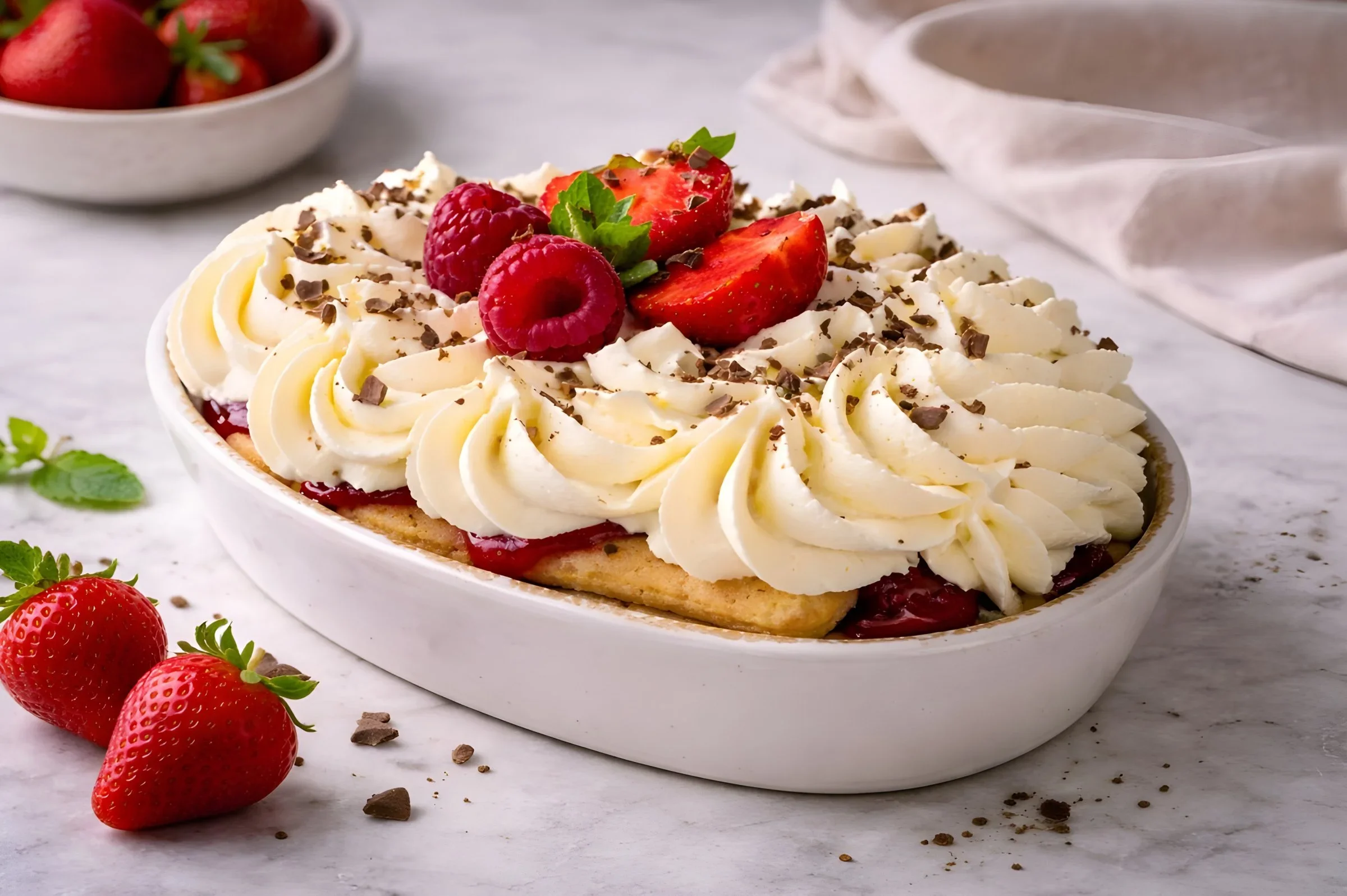 Snelle aardbeien tiramisu