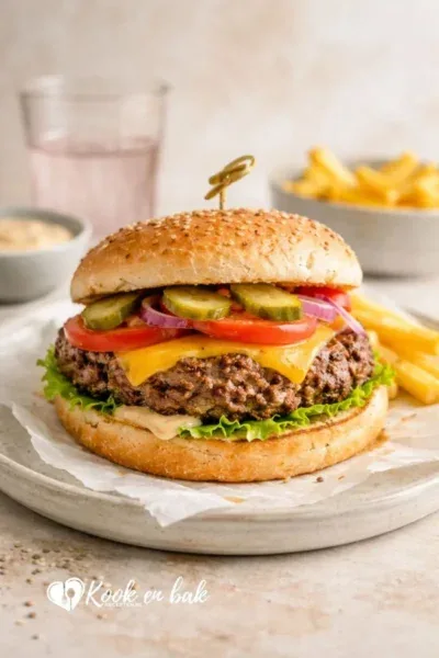 De lekkerste hamburger zelf maken (BBQ én grillpan) www.kookenbakrecepten.nl