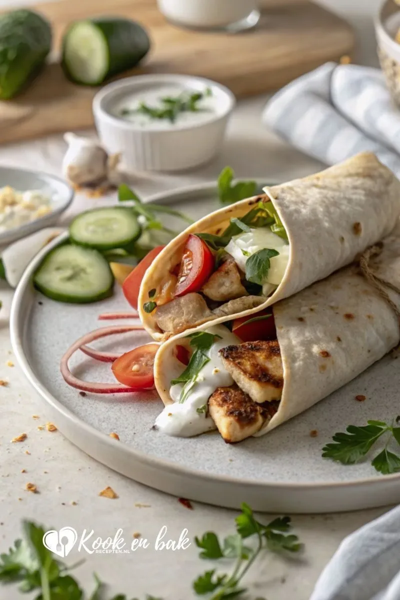 High Protein Wraps met Kip en Romige Knoflooksaus www.kookenbakrecepten.nl