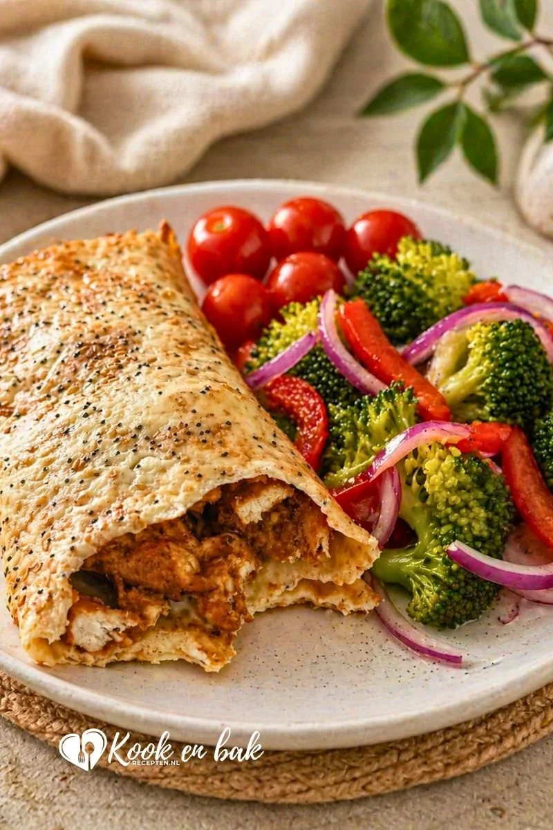 Eiwitrijke cottage cheese wrap met kip gyros www.kookenbakrecepten.nl