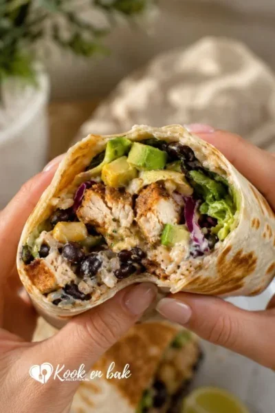 High Protein Burrito met Kip en Avocado (40 Gram Eiwitten) www.kookenbakrecepten.nl