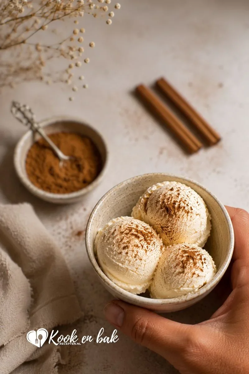 Romig Ceylon Kaneelijs Recept (zonder ijsmachine) www.kookenbakrecepten.nl