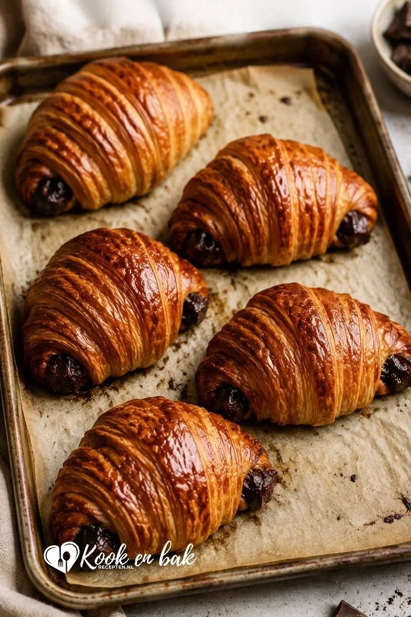 Chocolade croissants met zuurdesem www.kookenbakrecepten.nl