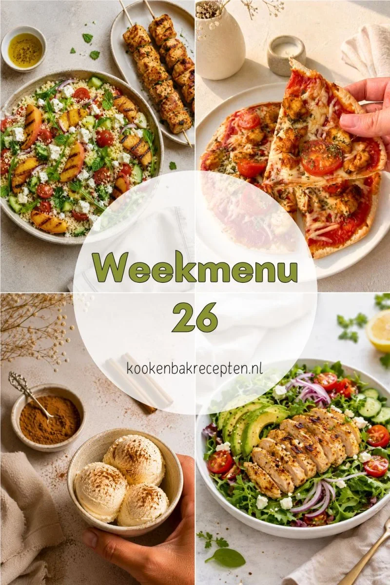 Weekmenu 26 – Frisse en zomerse recepten voor warme dagen www.kookenbakrecepten.nl