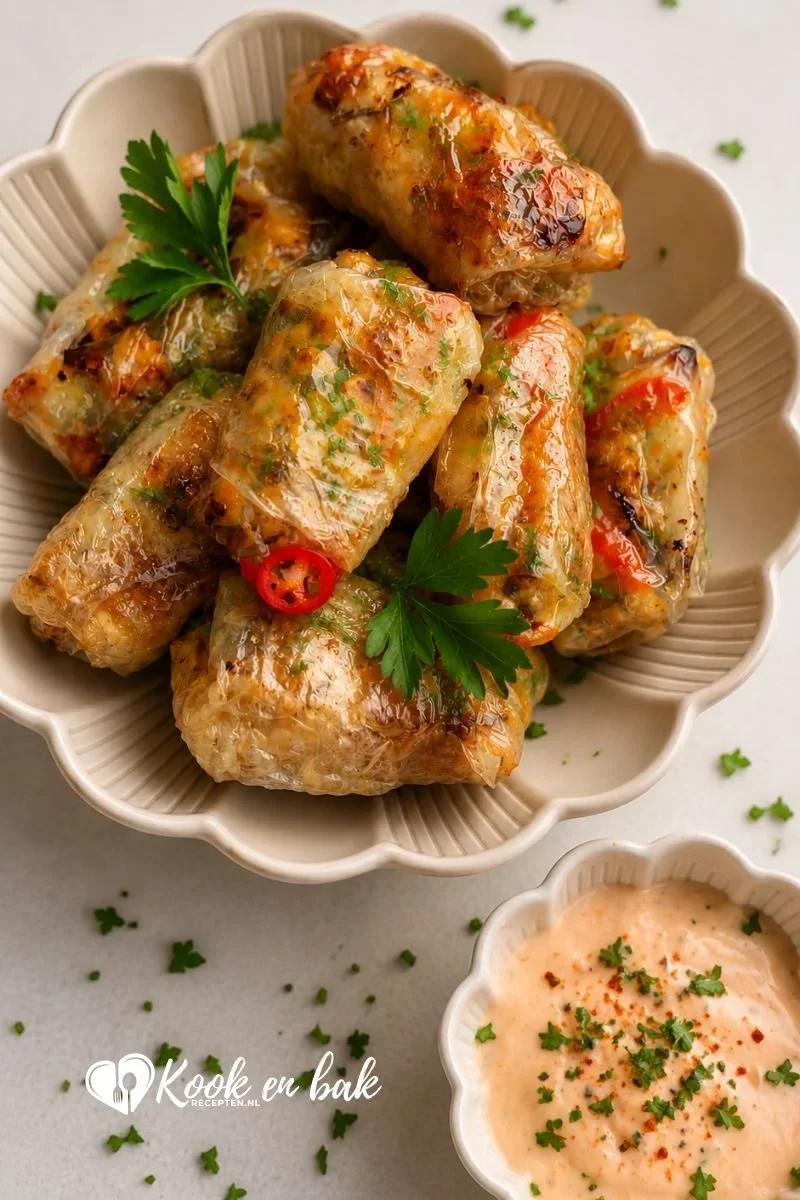 Crispy Kiploempia's uit de Oven www.kookenbakrecepten.nl