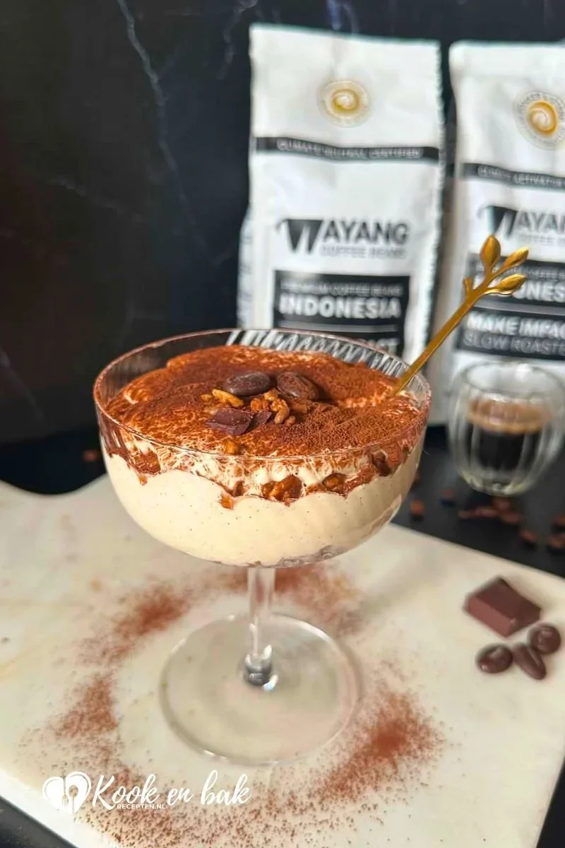 Gezond tiramisu ontbijt Wayang coffee x www.kookenbakrecepten.nl
