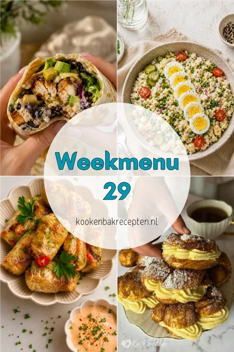 Weekmenu 29 makkelijke maaltijden voor een heerlijke week www.kookenbakrecepten.nl