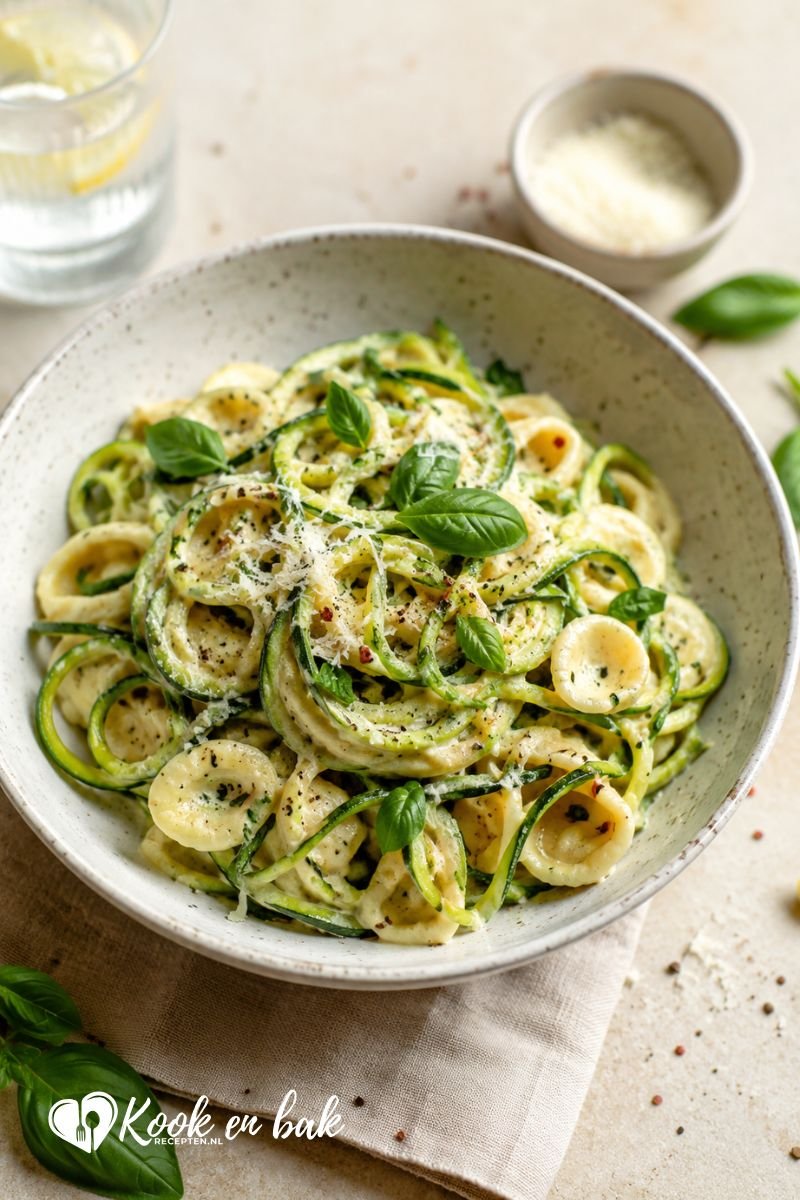 Romige courgette pasta www.kookenbakrecepten.nl