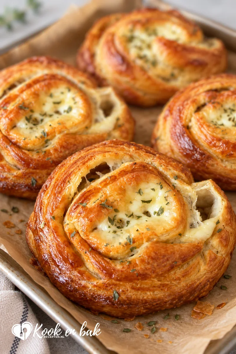 Croissantrolletjes met kipfilet en kaas